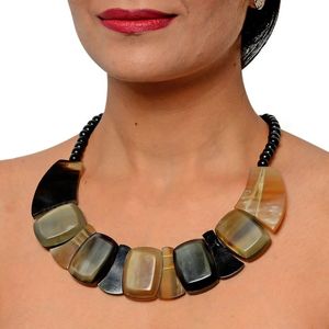 Collar de cuerno de búfalo hecho a mano, joyería de moda, cadena de cuerno natural, collar llamativo para damas - Product Image 4