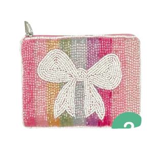Monedero de cristal con cuentas artesanales MS, bolsa con cremallera y lazo estilo preppy, con color y forma personalizados, regalo para niñas adolescentes - Product Image 1