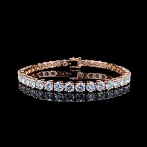 14K Rose <b>Gold</b> Tennis Bracelet Trending Round Brilliant Cut Lab Grown Diamond <b>Bangle</b> VVS2 Clarity F Color IGI Certified Unisex - Product Image 2
