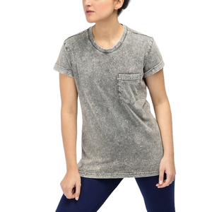 T-shirt décontracté en maille délavée pour femme, 220 GSM, coton premium, coupe ample, style streetwear vintage, conception OEM personnalisée, marque privée - Product Image 2