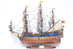 VERSIÓN DE ALTO NIVEL DE DETALLE - SAN FELIPE PINTADO EN AZUL - Maqueta de Barco de Guerra Español de Madera Hecha a Mano, Independiente - Product Image 2