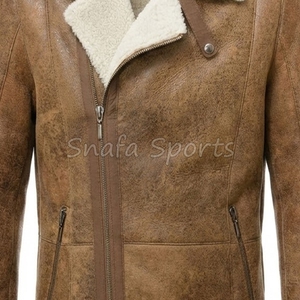 Abrigo Largo de Cuero Genuino Marrón para Hombre con Forro de Piel, Cálido para Invierno, Corte Ajustado, Chaqueta de Piel de Oveja - Product Image 3