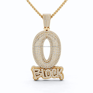Pendentif en argent sterling 925 plaqué or/argent, 0 bloc, charmes hip-hop, moissanite taillée, bijoux unisexes, cadeau de rappeur, cadeau pour lui - Product Image 5