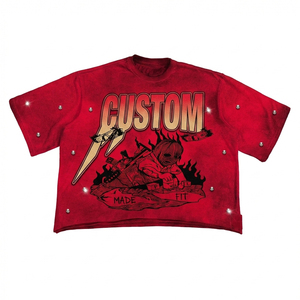 Ensemble survêtement oversize avec tee-shirt court vintage délavé à l'acide et short délavé effet usé orné de strass, imprimé graphique - Product Image 2