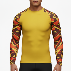 Cheapest Customized <b>Men</b> Crew Neck Long Sleeve BJJ MMA Jiu Jitsu <b>Compression</b> <b>Shirt</b> Rashguard Sublimation printed Rash Guard - Product Image 4