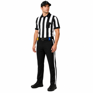 Maillot d'arbitre sublimé à rayures, uniforme d'équipe de performance, couleur unie, séchage rapide, short, vêtements officiels de football américain - Product Image 4