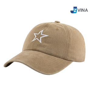 Casquette en coton délavé vintage avec logo personnalisé, unisexe, réglable, avec étoile brodée à l'avant, pour un usage décontracté en extérieur - Product Image 3