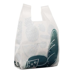 100% <b>Compostable</b> T-Shirt <b>Bag</b> with Green Print for Business & Shopping Use - Product Image 4