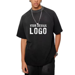 New Street Hip Hop Loose Washed Distress Plus Size Men's T Shirt Fashion Casual Color Drop Shoulder Oversized Mens T Shirts - Product Image 1