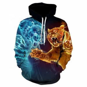 Sudadera con Capucha para Hombre, Invierno, Forro Polar Grueso, Manga Larga, Diseño 3D, Impresión por Transferencia de Calor, Ecológica, 370g, Color Neón, Estampado Gráfico de Animales - Product Image 5