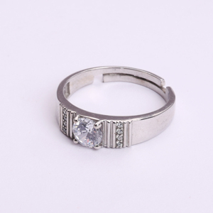 925 Sterling <b>Silver</b> Adjustable Solitaire Diamond <b>Ring</b> for <b>Men</b> Handmade Minimalist Engagement and Women Wedding Band Bulk Her - Product Image 1