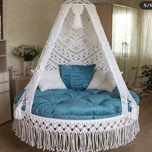 Sillón Colgante de Macramé Personalizado, Silla Colgante Redonda con Cojín, Sofá Colgante para Interiores, Exteriores, Hogar, Balcón - Product Image 3