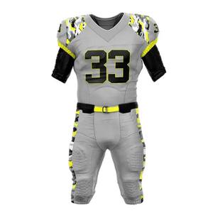 Conjunto de Uniforme de Fútbol Americano Personalizado, Color Sólido, Pantalones Cortos Grises, Negros y Amarillos, Impresión Digital, Número 33, Ajustado, Transpirable, Unisex - Product Image 3