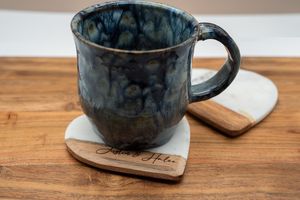 Handmade Wabi- Sabi Style Heart-Shaped Wooden Coaster With Marble Tea Coasters Dining <b>Table</b> Living Room By Universal Overseas - Product Image 4