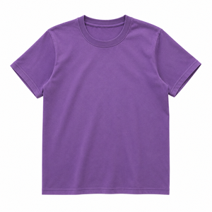 T-shirt décontracté à manches courtes et col rond en jersey de coton violet pour homme, coupe classique, style uni, collection 2026 - Product Image 2