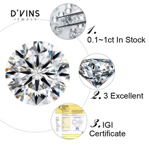 เพชร D'VINS Jewels ทรงกลม เพชรเลี้ยงในห้องปฏิบัติการ ขนาด 1 มม. ถึง 4 มม. สี D ความสะอาด VVS VS กระบวนการผลิตแบบ HPHT สำหรับทำเครื่องประดับ - Product Image 5