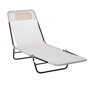 Sdraio a 5 Livelli Regolabili in Rete, Colore Bianco Crema, Traspirante per Spiaggia e Patio - Product Image 1
