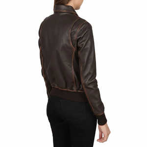 Veste en cuir de vachette marron vintage sur mesure Leathertex pour femmes, style bomber classique fait main, manches longues, taille XS - Product Image 1