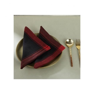 On Demand Red Colour <b>Plain</b> Natural Washable Soft Fabric <b>Plain</b> Pure 100% Cotton <b>Ring</b> Spun Linen Custom Embroidered Napkin Sets - Product Image 6