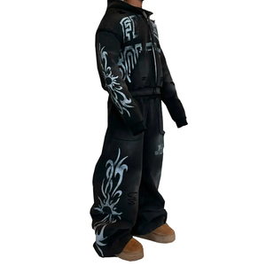 Custom Premium Sun Fade Zipper Tracksuit Oversize Hoodie Baggy Trouser Silk Screen Printing Tracksuit Streetwear Look For Unisex - Product Image 4
