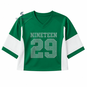 Maillot de football pour femmes Iota Phi Lambda Sorority, col en V, manches courtes, panneaux en mesh, évacuation de l'humidité, maillot de performance pour équipe - Product Image 1