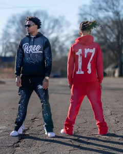 Conjunto Deportivo Urbano con Bordado y Estampado, Sudadera con Capucha y Pantalones Acampanados - Product Image 3