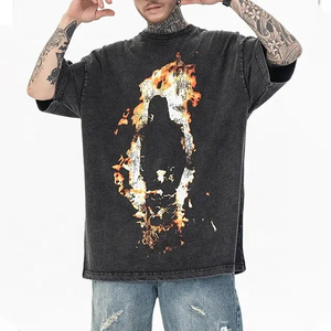 T-shirts pour hommes surdimensionnés, coupe carrée, imprimés graphiques, séchage rapide, en coton, impression DTG, streetwear personnalisé, vente en gros - Product Image 5