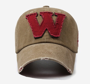 Custom 6 Panel Baseball Hats Casual Street Style Hip Hop <b>Cap</b> Unisex Adjustable <b>Flat</b> Brim Distressed Embroidered Logo Hat - Product Image 1