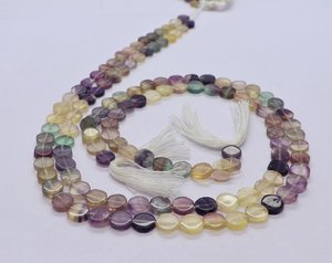 Perles de fluorite naturelle multicolores lisses en forme de pièce de monnaie 6-6,5 MM, perles de pierre précieuse de fluorite, 15 pouces, perles de fluorite simples en forme de pièce de monnaie pour la fabrication de bijoux - Product Image 6