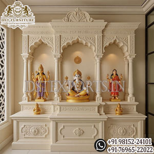 Templo Swaminarayan de Oro Blanco de Diseño BAPS para el Hogar, Estilo Iskcon, Unidad de Puja Hindú, Mandir de Madera Tallado a Mano, Venta al por Mayor, EE. UU. - Product Image 4