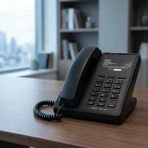 Teléfono de Escritorio Negro con Teclado y Pantalla, Material Plástico, Amenidades para Hoteles - Product Image 4