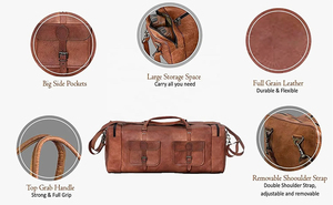 Large 32 Inch Duffel Bags for Men <b>Holdall</b> Leather Travel Bag/ Overnight Gym Sports <b>Weekend</b> Bag/Custom Travel Bag in Wholesale - Product Image 2