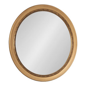 Espejo de pared redondo antiguo dorado con marco de madera tallado ornamentado, vidrio biselado, decoración tradicional para el hogar, a un precio competitivo. - Product Image 1