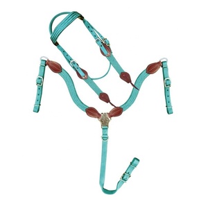 Conjunto de cabeza de cuero de vaca 100% ligero de la mejor calidad, cuello de pecho, productos de caballos de gran venta del fabricante indio - Product Image 4