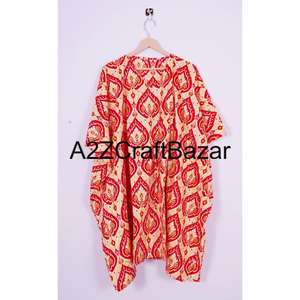 Caftán indio hecho a mano para mujer, caftán corto de algodón, ropa informal, estampado a mano, vestido playero, regalo para ella - Product Image 6