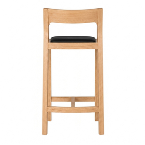 Silla de Bar Contemporánea Sela de Madera de Teca Sólida Premium, Duradera, con Asiento Tapizado - Product Image 3