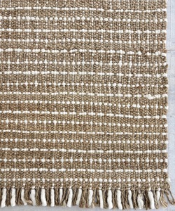 Tapis en jute et laine fait main, tapis d'appoint bohème en fibres naturelles, tapis texturé à franges, tapis de sol rustique style ferme, tapis neutre tissé à la main - Product Image 6