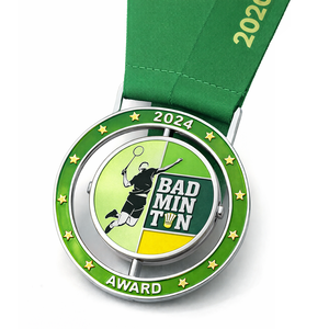 เหรียญรางวัลกีฬาแบดมินตันแบบหมุนได้ พร้อมโลโก้โลหะสั่งทำพิเศษสำหรับการแข่งขัน ทัวร์นาเมนต์ และเกมต่างๆ - Product Image 4