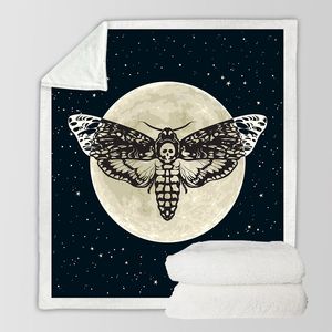 1pc Gothic Skull Moth Sherpa Blanket Dark Academia Celestial <b>Throw</b> <b>for</b> <b>Couch</b> Bed Sofa Winter Season - Product Image 4