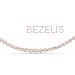 Collar de tenis con diamantes cultivados en laboratorio de corte redondo y engaste de bisel, oro amarillo de 14K, color E, claridad VS1, certificado, sostenible y de alta calidad. - Product Image 3