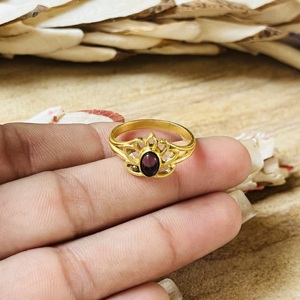 High Demand Amethyst <b>Rings</b> Boho Brass <b>Ring</b> Women 18k Gold Plated Floral Lotus Jewelry <b>Dainty</b> Spiritual Design Wholesale/OEM/ODM - Product Image 3