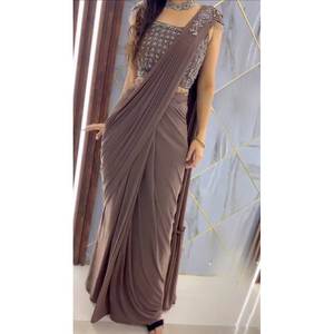 Diseñador Evening Party Wear Saree con Secuencia de bordado de trabajo - Product Image 2