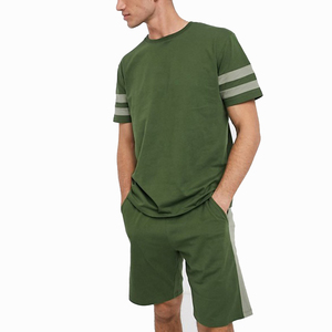 Conjunto de Dos Piezas de Camisa y Pantalones Cortos Deportivos para Hombre, Diseño Personalizado, Casual, para el Hogar o Vacaciones, Color Sólido, Tejido Waffle Transpirable, Corte Holgado - Product Image 4