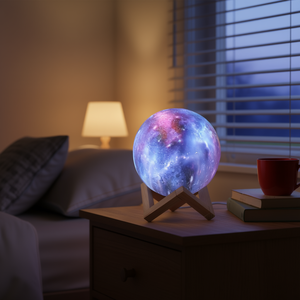 Luz Luna Colores 15Cm Night <b>Light</b> With Wooden Stand Galaxy Effect Lamp For Bedroom Decor - Product Image 3