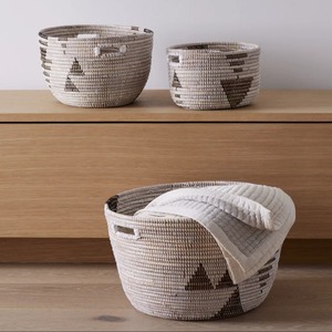 Set of 3 seagrass <b>baskets</b> with triangular patterns Handmade <b>Storage</b> <b>Basket</b> Wholesale eco-friendly Made in Vietnam - Product Image 6