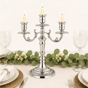 Vintage <b>Silver</b> Candelabra 3 Arm Metal Candle Holder Polished <b>Candlestick</b> Stand for Wedding Table Centerpiece Hotel Event Decor - Product Image 4