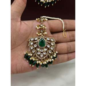 Indian Ethnic Devanshi Victorian Semi <b>Bridal</b> Gold Plated Choker <b>Necklace</b> & <b>Earring</b> <b>Set</b> - Product Image 6
