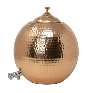 Distributeur d'eau artisanal 100 % cuivre pur, design martelé traditionnel, Matka avec robinet en laiton anti-fuite pour une hydratation saine - Product Image 2