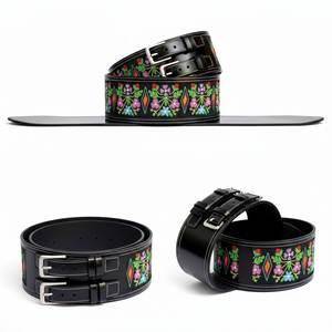 Cinturón Corsé Hecho a Mano con Hebilla de Cuentas, Estilo Western Vintage, de Cuero Genuino de Vaca Color Bronceado, Impresión por Transferencia Térmica, 1-1.5 Pulgadas - Product Image 2