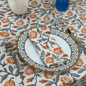 Handmade Floral Block Print Cotton <b>Tablecloth</b> Modern Customized Color Custom Sizes Christmas French Dining Table Elegant Table - Product Image 3